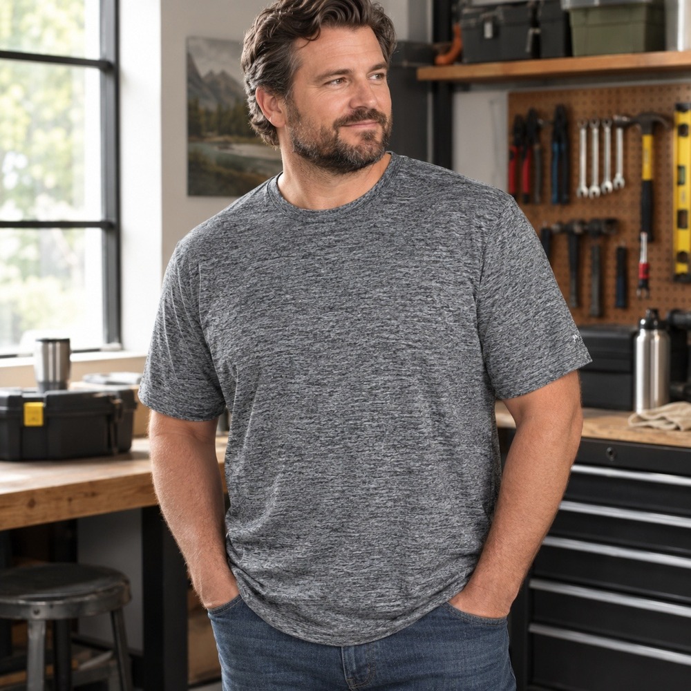 Duluth Trading Bottle Top Short Sleeve T-Shirt Mens Standard Fit Space Gray 2XL